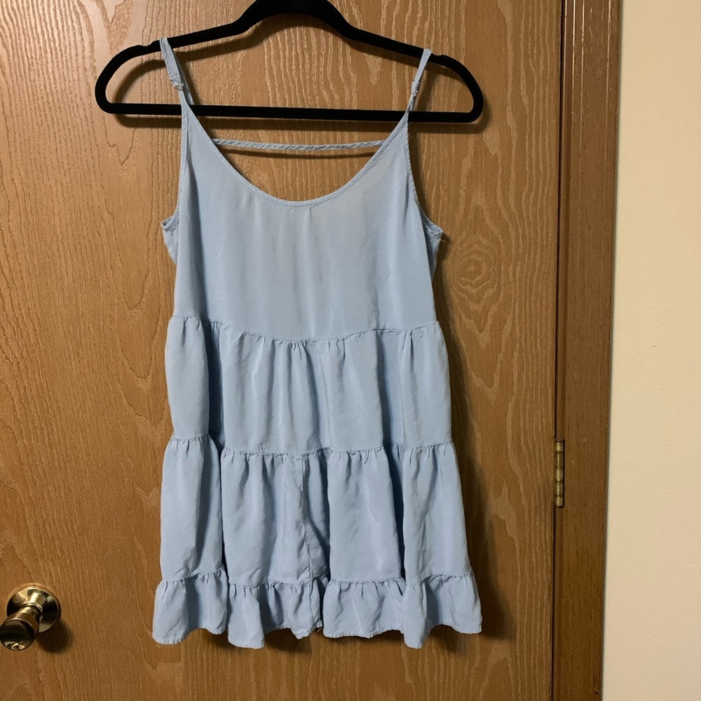 Blue spaghetti baby doll strap dress